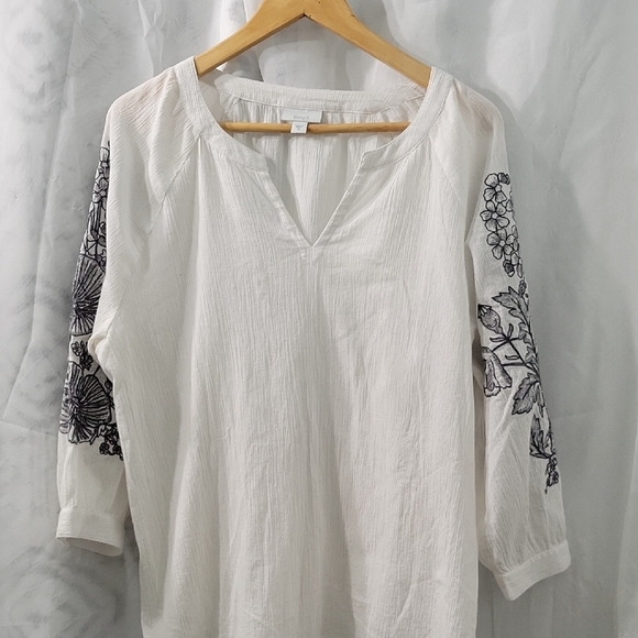 Purejill White Embroidered Women's Top SizeM - Picture 1 of 7